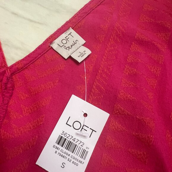 Loft Beach Coverup in Bright Pink and Orange Aztec Woven print - New With Tags - Picture 5 of 14